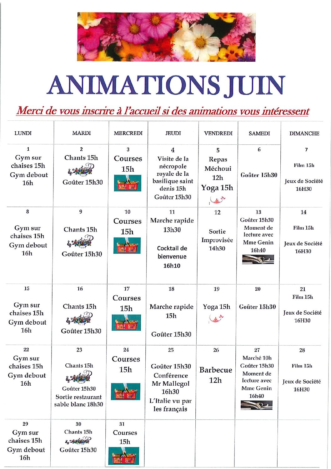 ANIMATIONS JUIN