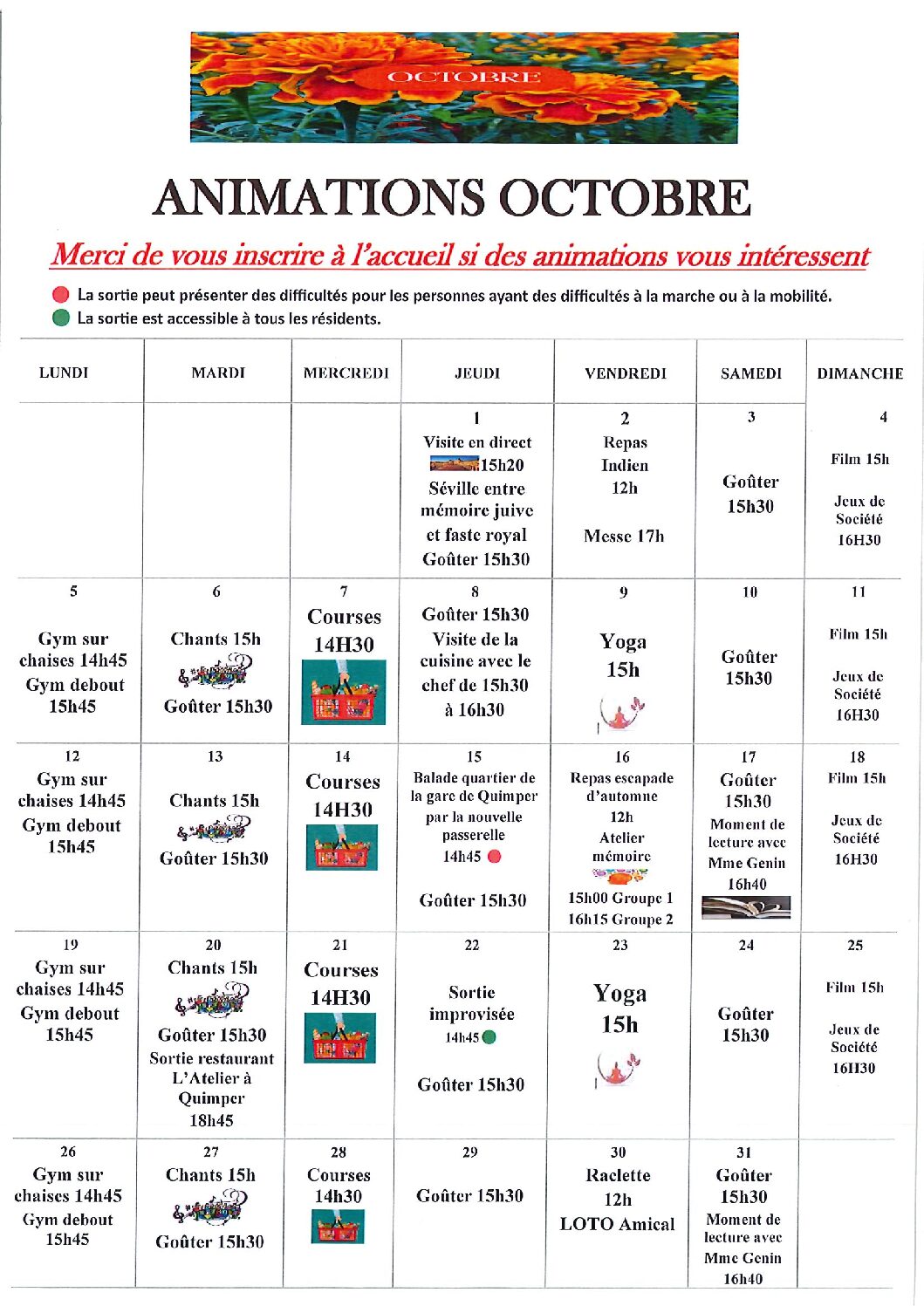 ANIMATIONS OCTOBRE